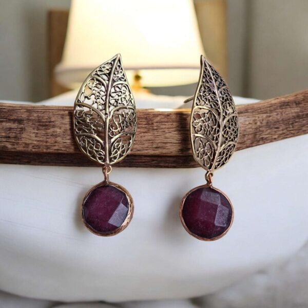 Earrings / Copper Brass Ruby